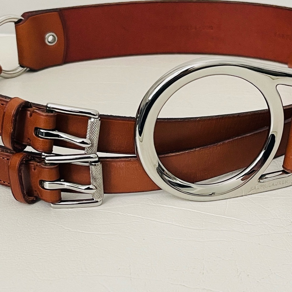 Ralph Lauren Brown Leather Belt with Silver Buckle - Picture 3 of 6